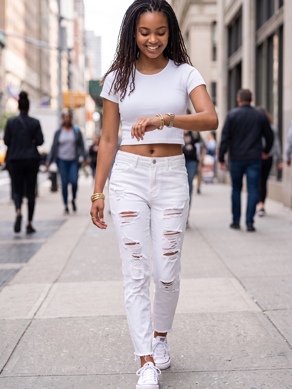 American Eagle Outfitters White Distressed Jeggings